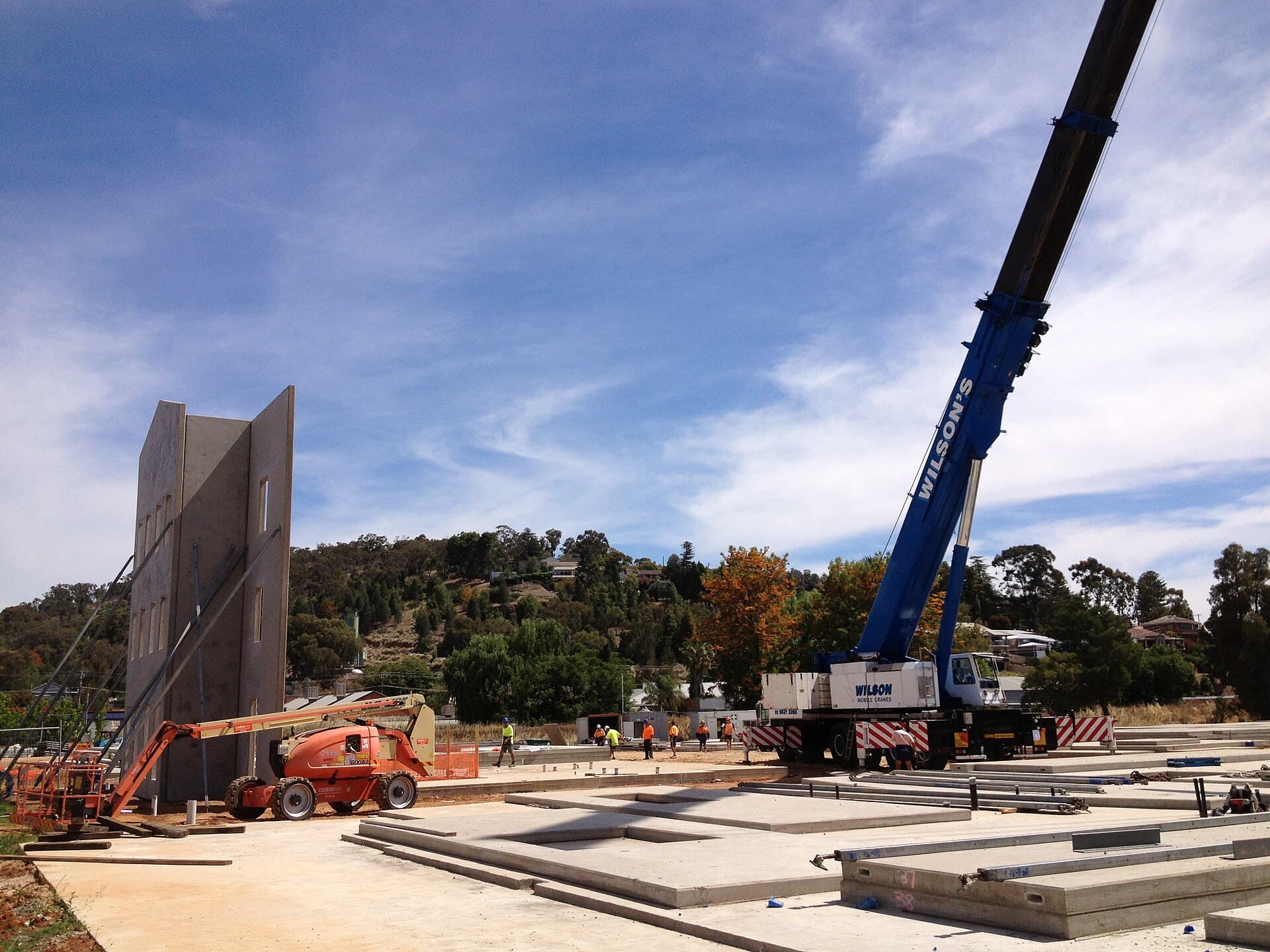 Construction site with precast works